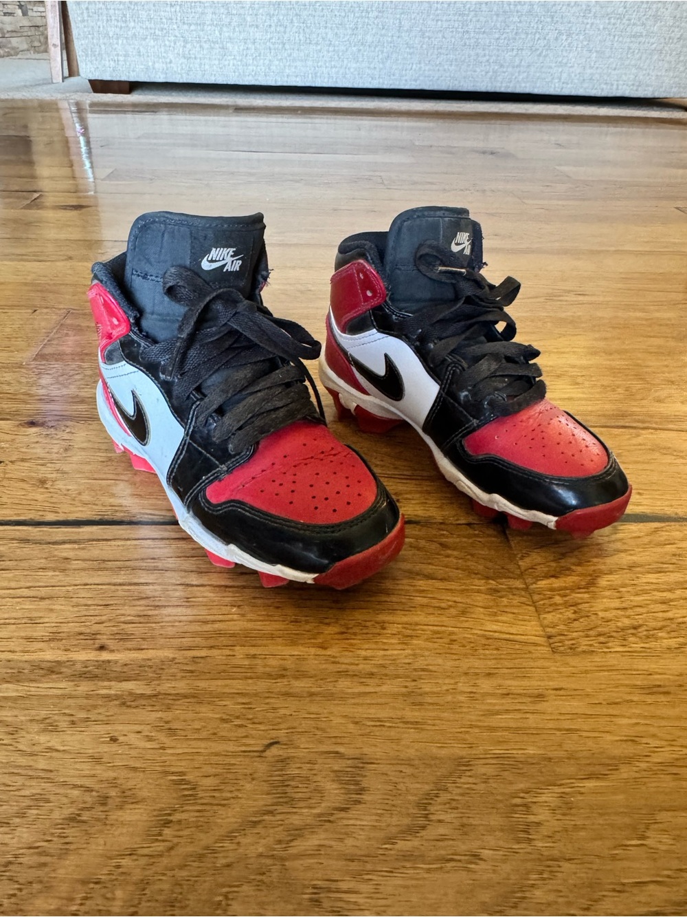 Jordan Kids Black, Red & White Cleated Sneakers